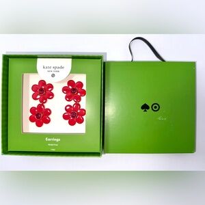 NIB KATE SPADE x TARGET Red‎ Floral Linear Earrings Limited Edition